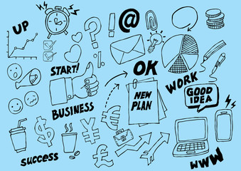 Various props needed for business theme expression. vector illustration