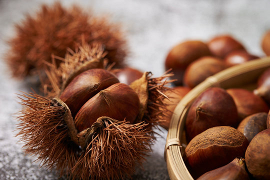 Chestnuts with shell and spikes 