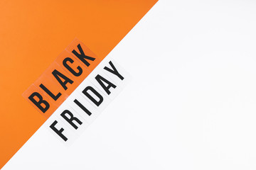 The words BLACK FRIDAY on a stylish two-tone background
