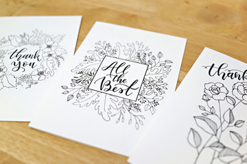 Hand drawn encouraging card with hand lettering motivation quote and floral element. 