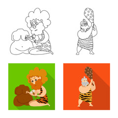 Isolated object of evolution and prehistory symbol. Set of evolution and development stock symbol for web.