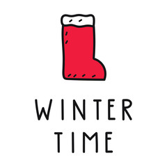 Winter time. Vector badge illustration for greeting card, stickers, t shirt, posters design.