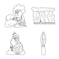 Vector design of primitive and archeology symbol. Collection of primitive and history stock symbol for web.
