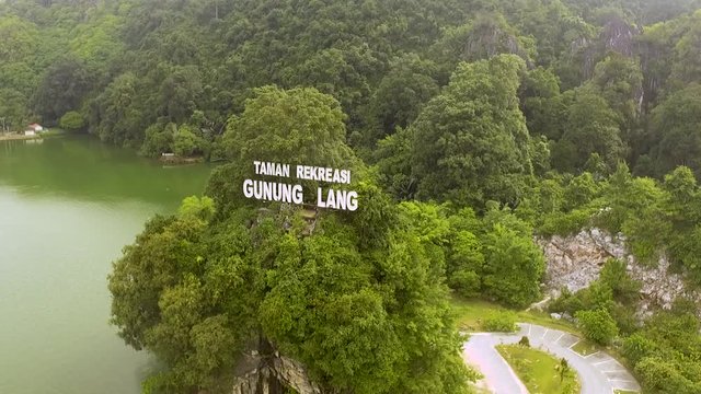 Aerial view of a public park known as Gunung Lang in Perak state in Malaysia.