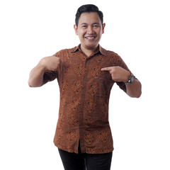 Happy Asian Man Smiling and Pointing Himself
