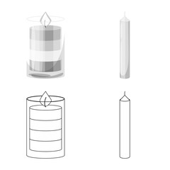 Vector illustration of relaxation and flame logo. Collection of relaxation and wax stock symbol for web.