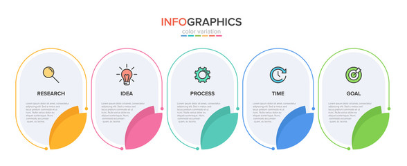 Infographic design with icons and 5 options or steps. Thin line vector. Infographics business concept. Can be used for info graphics, flow charts, presentations, web sites, banners, printed materials.