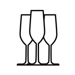 wine set cups line style icon
