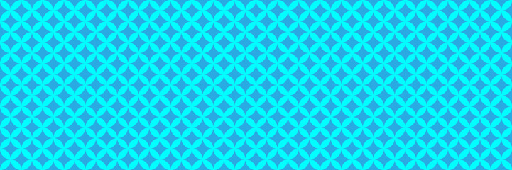 Wide geometric background from interconnected circles. Vintage seamless pattern in blue shades.