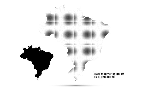 Brazil map vector, isolated background dotted background