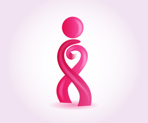 Woman breast cancer awareness ribbon figure people symbol logo web vector image