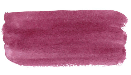 Fototapeta premium Hand drawn watercolor splatter isolated on white background. Abstract paint texture. Brush stroke with copy space for text. Blog decoration element, poster and greeting card template