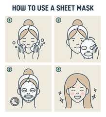 How To Use A Sheet Mask Steps Vector - 305622901