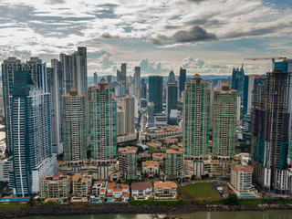 Beautiful aerial view of Panama City Skyscrapers 