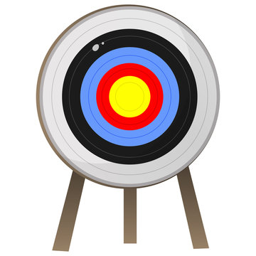 Color image of cartoon target for archery on white background. Sports equipment. Bow shooting. Vector illustration.