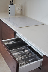 Drawers with Cutlery in the kitchen
