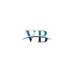 Initial letter VB, overlapping movement swoosh horizon logo company design inspiration in blue and gray color vector	