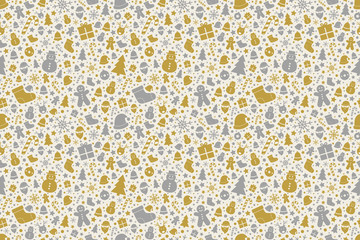 Beautiful Christmas pattern with decorations. Xmas seamless texture. Vector