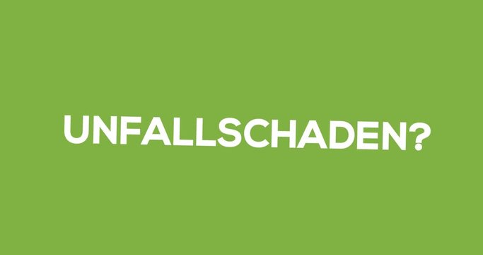 Kfz-Gutachter - Textanimation f&uuml;r Blog, Soziale Medien oder Website. Werbung/Marketing f&uuml;r Gutachten bei Auto-Unfall. Hintergrund gr&uuml;n