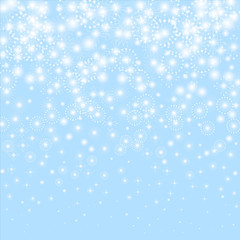 Naklejka na ściany i meble Snowflakes isolated. Flying snow flakes and stars on ligth blue background.