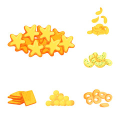 Vector design of food and crunchy symbol. Collection of food and flavor stock vector illustration.