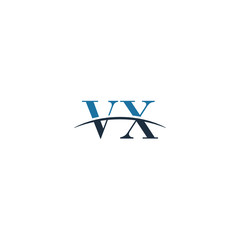 Initial letter VX, overlapping movement swoosh horizon logo company design inspiration in blue and gray color vector	