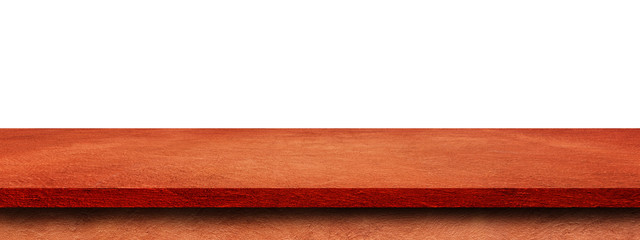 Empty space of Orange clay showing shelf table grunge texture background.