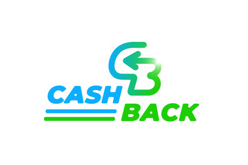 Cash back service sticker symbol template. Money refund cashback label. Arrow in form C and B letters emblem vector illustration