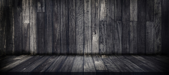 Empty space of Dark wooden room for interior decoration.
