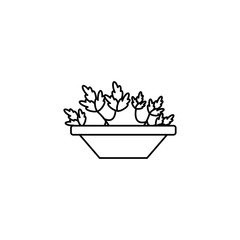 vegetable coriander in bowl line style icon