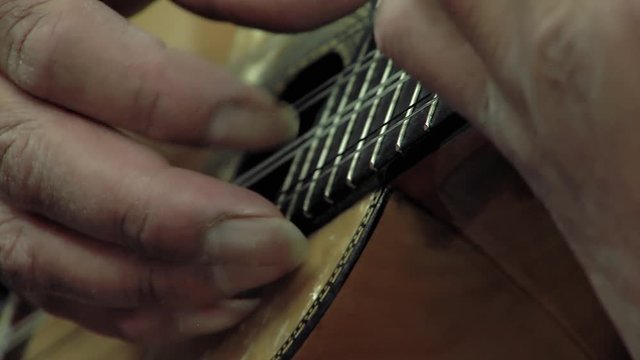 Close-Up of Musician Playing Charango in La Paz, Bolivia