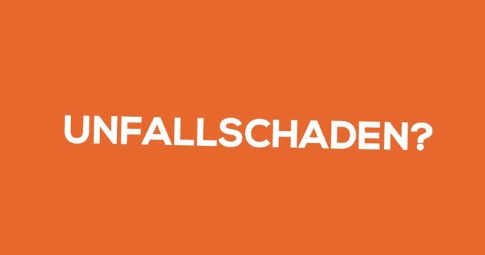 Kfz-Gutachter - Textanimation f&uuml;r Blog, Soziale Medien oder Website. Werbung/Marketing f&uuml;r Gutachten bei Auto-Unfall. Hintergrund orange