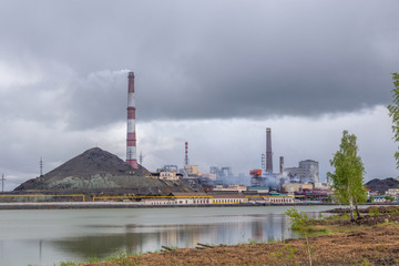 Naklejka premium Copper smelter, Karabash city, Chelyabinsk region, Russia