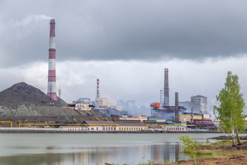 Fototapeta na wymiar Copper smelter, Karabash city, Chelyabinsk region, Russia
