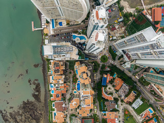 Beautiful aerial view of Panama City Skyscrapers 