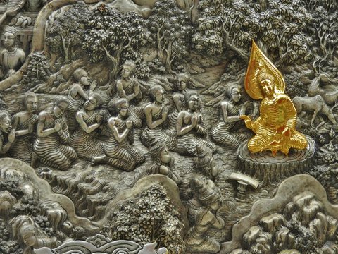 The Silver Craft On The Wall At Srisuphan Temple, Chiangmai Thailand