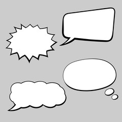 Speech bubbles. Hand drawn sketch in comic book style