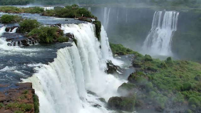 Beautiful view of the Iguazu Falls, One of The Seven Wonders of Nature.