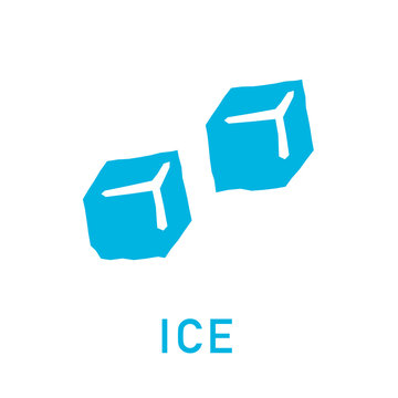 Ice cubes outline icon on white. Vector sign