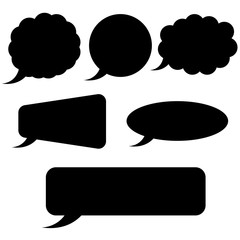 Speech bubbles. Plain black silhouette signs
