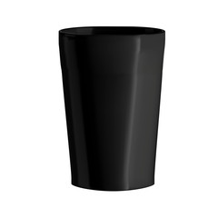 Vector realistic illustration of a ceramic cup. An isolated image of a black porcelain mug without a cone-shaped handle. Tall glass for cocktails.