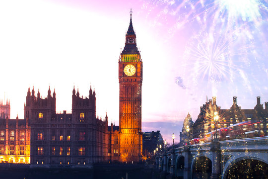 Explosive Fireworks Around Big Ben.