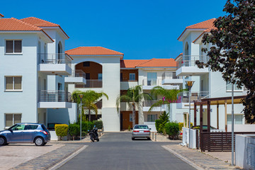 Cyprus. Protaras. Apartments for rent in Protaras. Resort apartments. The streets of the island of Cyprus. Apartments in the Mediterranean. Accommodation in Cyprus. Real estate for rent. Resort town