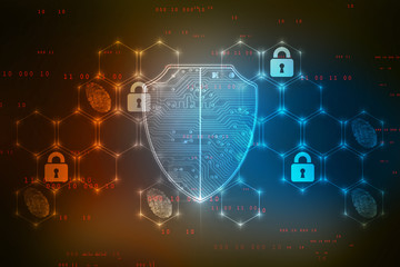 2d illustration Security concept - shield 