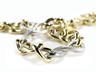 a necklace chain on white background