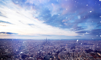 Christmas in Paris with snow.