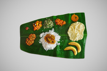 South Indian Festival Food in Banana Leaf
