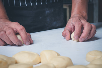 Mold the dough with the chef's hand