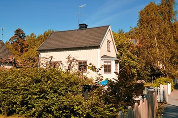 Swedish middle class home in autumn, Malarhojden - Sweden