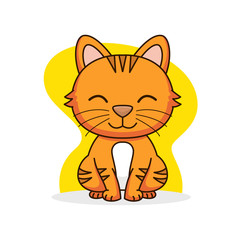 Cute cat sit vector cartoon illustration